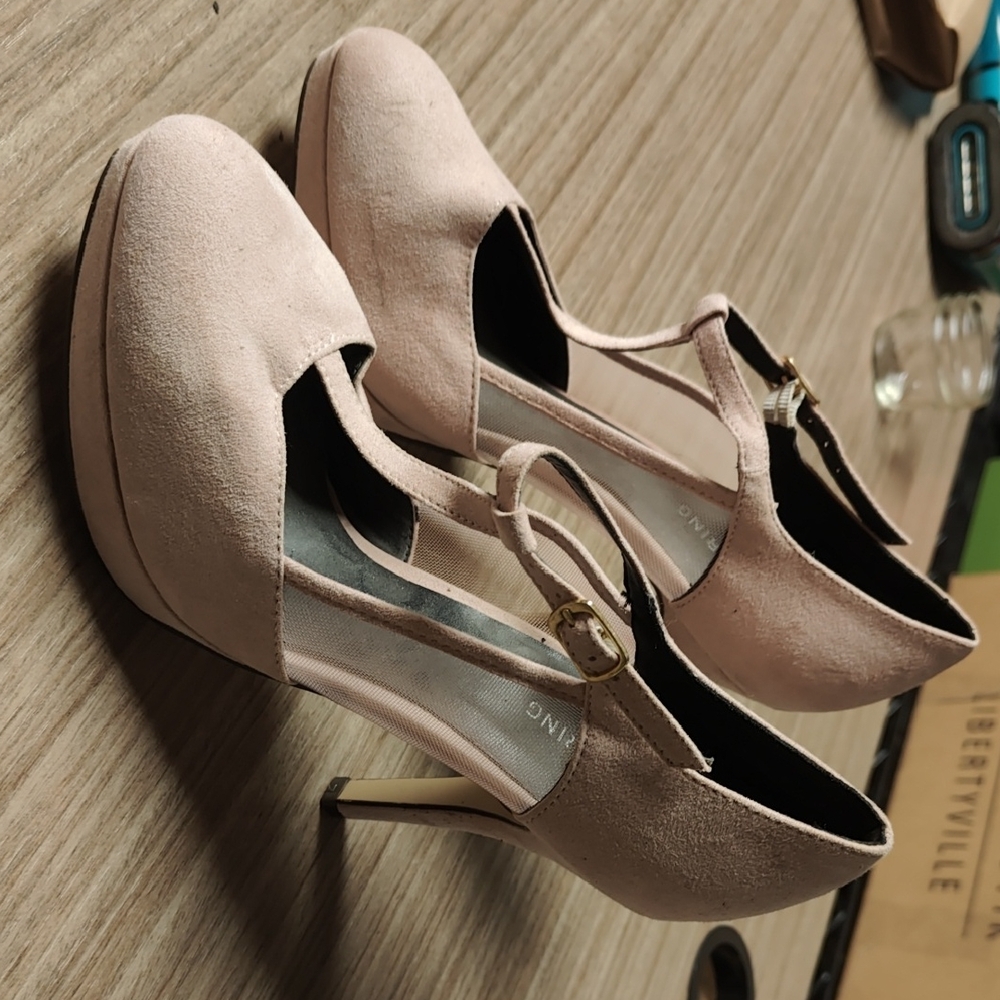Call It Spring Blush Pink T-Strap Heels